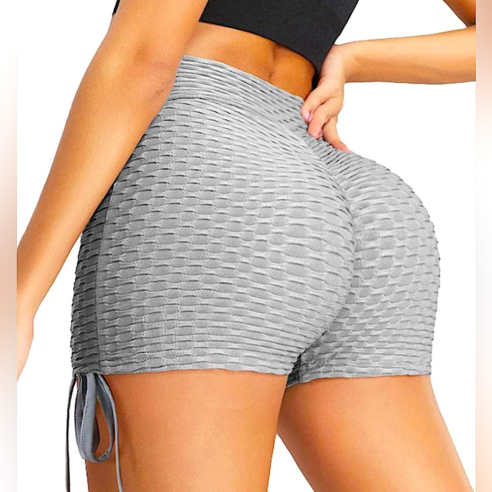 Ruched Running Scrunch Butt Shorts- Grey